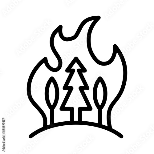 Wildfire Icon - Black Outline