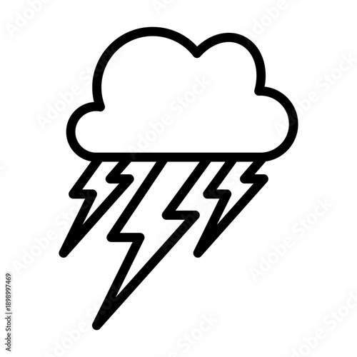 Severe Storm Icon - Black Outline
