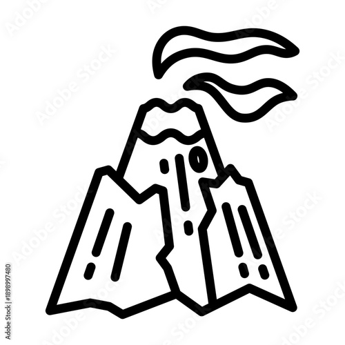 Volcanic Eruption Icon - Black Outline