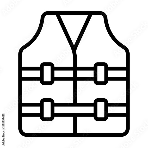 Life Jacket Icon - Black Outline