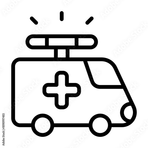 Emergency Vehicle Icon - Black Outline