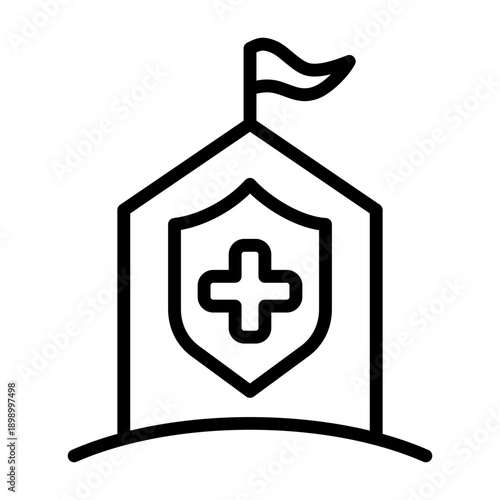 Emergency Shelter Icon - Black Outline