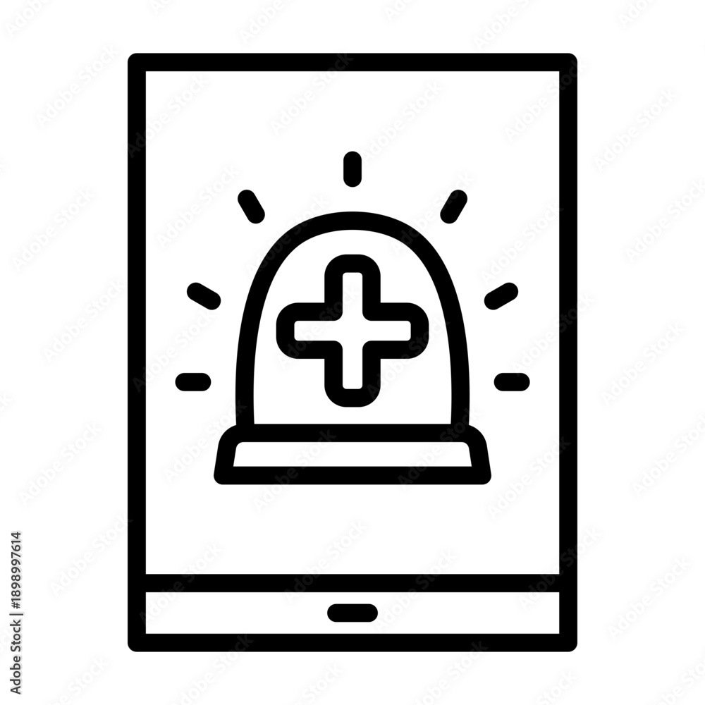 Obraz premium Emergency App Icon - Black Outline
