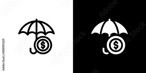 Insurance icon concept with flat Black White Background. Vector illustration.