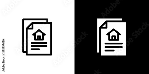 Document icon concept with flat Black White Background. Vector illustration.