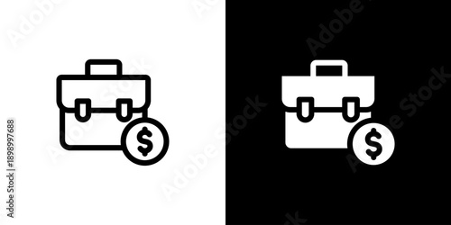 Suitcase icon concept with flat Black White Background. Vector illustration.