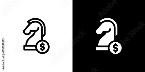 Business Strategy icon concept with flat Black White Background. Vector illustration.