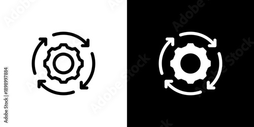 Cycle icon concept with flat Black White Background. Vector illustration.