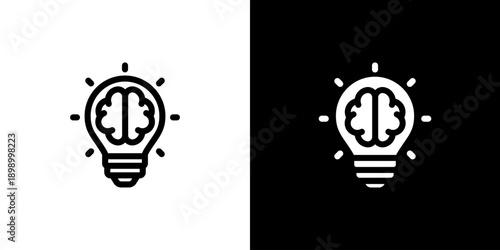 Creativity icon concept with flat Black White Background. Vector illustration.