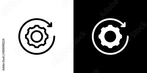 Reload icon concept with flat Black White Background. Vector illustration.