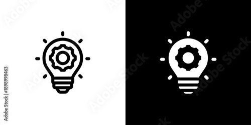 Idea icon concept with flat Black White Background. Vector illustration.