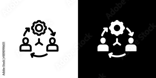 Process icon concept with flat Black White Background. Vector illustration.