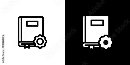 Book icon concept with flat Black White Background. Vector illustration.