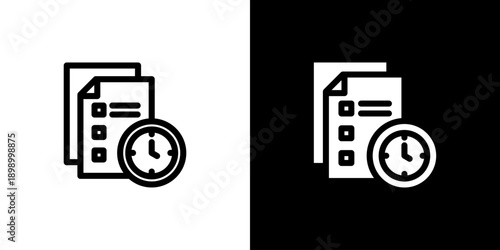 Time Management icon concept with flat Black White Background. Vector illustration.