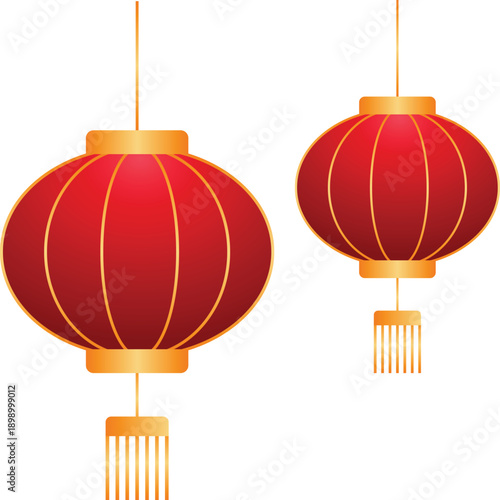 Red Chinese Lanterns Vector Illustration EPS for Chinese New Year, Lunar Festival, Mid-Autumn Festival, and Asian cultural celebrations. 