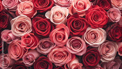 Romantic Red and Pink Roses Floral Background