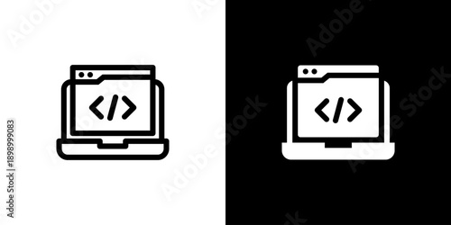 Web Development icon concept with flat Black White Background. Vector illustration.