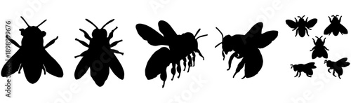 bee silhouette illustration vector design set