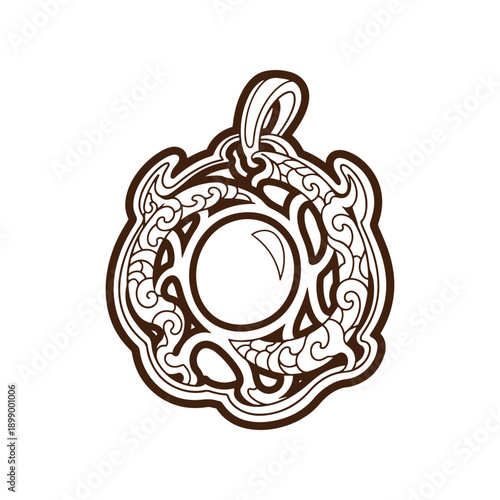  Intricate design pendant with ornate details and circular shape