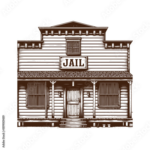 Old jailhouse building illustration
