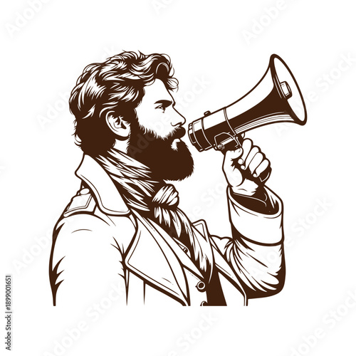  Man shouting through megaphone