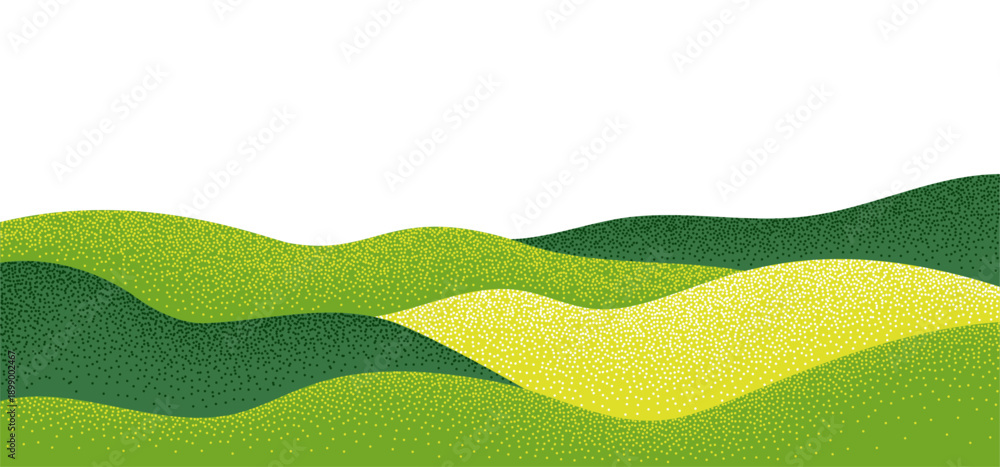 Fototapeta premium Abstract Japanese Rice Field Pattern. Agriculture Landscape Illustration. Green Tea Hills Collage Illustration. Vector Grass Mountain Texture.