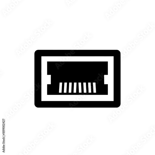 Ethernet Port Icon Black and White.