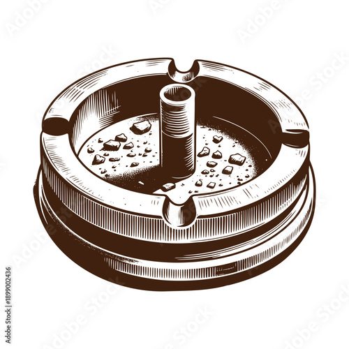  Ashtray with cigarette butts and ashes