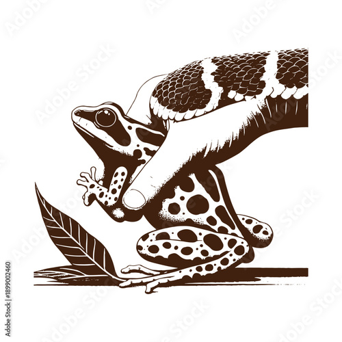  Frog sitting on hand with leaf