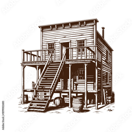  Vintage wooden house with porch and staircase