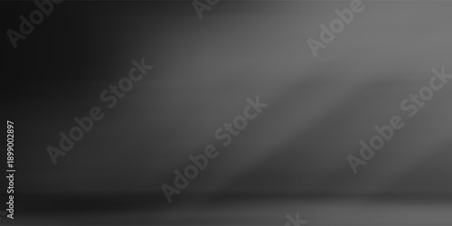 Limbo black background. Abstract dark gradient backdrop. Color wall of studio, room, stand for product display or photo. Modern banner with empty place for advertising text. Vector illustration.