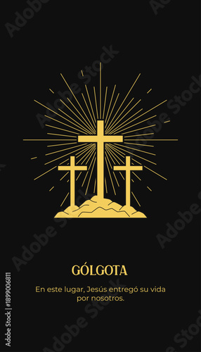 Three Crosses on Golgotha Hill - Christian Easter Symbol
