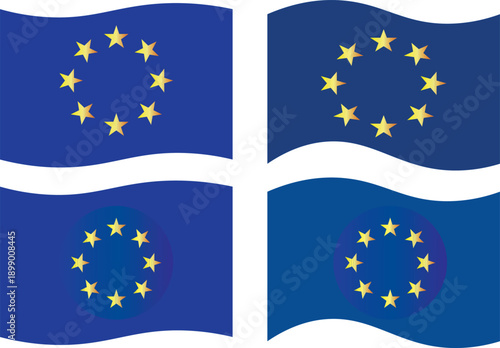 Flag of Europe icon set. European Union symbols. Modern EU branding icons for international relations