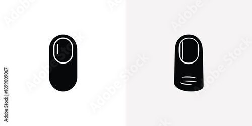 Minimalist black icons depicting a human finger or thumb, with simple nail detail and additional horizontal lines
