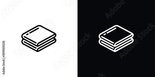 Outline isometric icon of two neatly stacked books for reading or studying