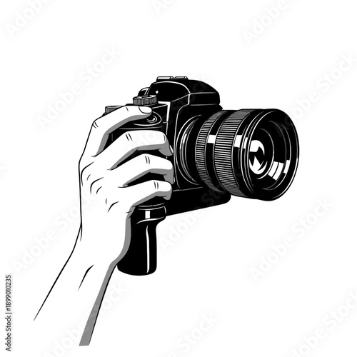 Hand Holding Camera Lens Focusing Photography.