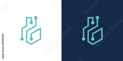 Dual meaning logo combining a laboratory glass and technology elements, symbolizing scientific research, innovation, precision, and advanced tech-driven laboratory solutions.