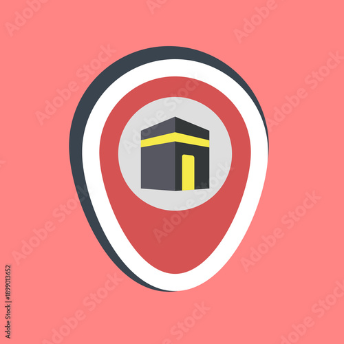 Sticker qibla. Ramadan kareem elements.