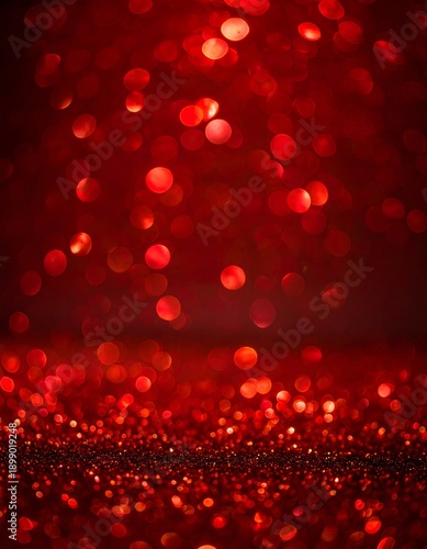 Abstract red glitter background with bokeh effect and sparkling light