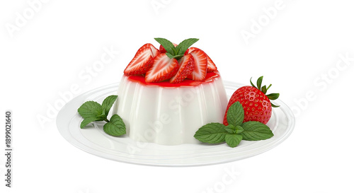 Strawberry Panna Cotta with Mint