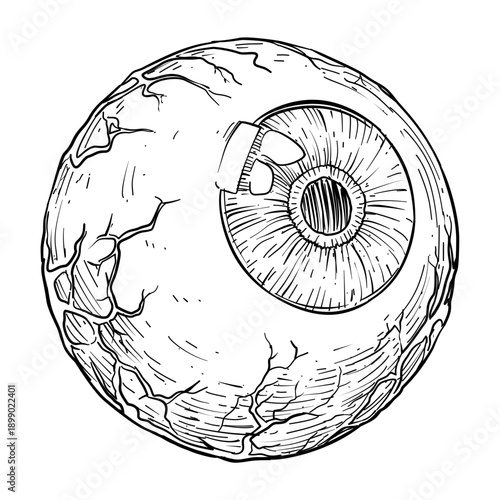 human eye eyeball vector line art hand drawn illustration