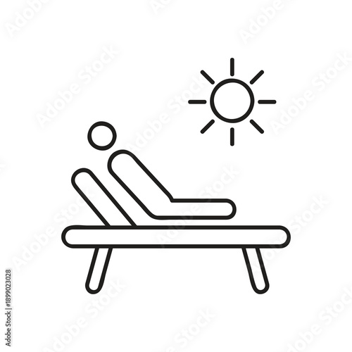 Beach Lounge Chair Icon, Relaxing Sunbath Icon, Poolside Lounge Chair Icon..eps