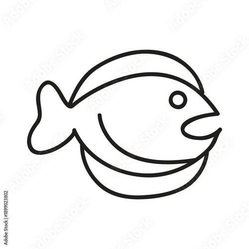 Cartoon Fish Line Icon Vector Illustration, Fish Icon Outline Style Vector..eps