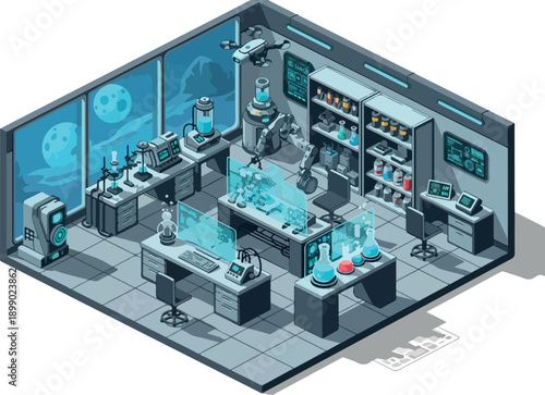 Modern laboratory with advanced technology and scientific equipment for research and development