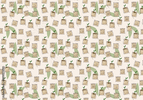 compost bag, seamless pattern doodle vector