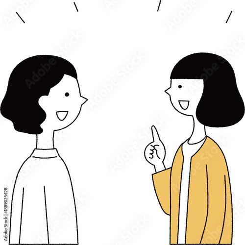 話をしている女性二人単色