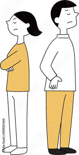 喧嘩をする若い男女単色