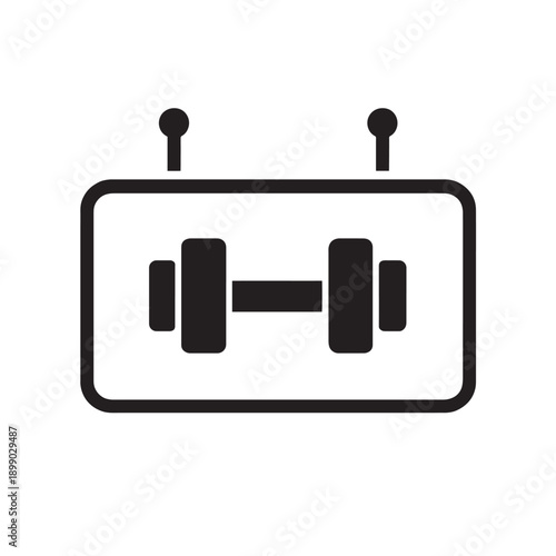 Black dumbbell on white background simple weight fitness exercise desig