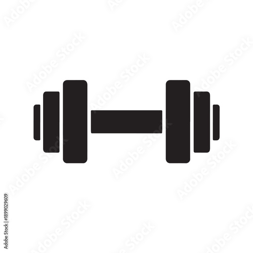 Black silhouette of a dumbbell on a white background weight exercise fitness
