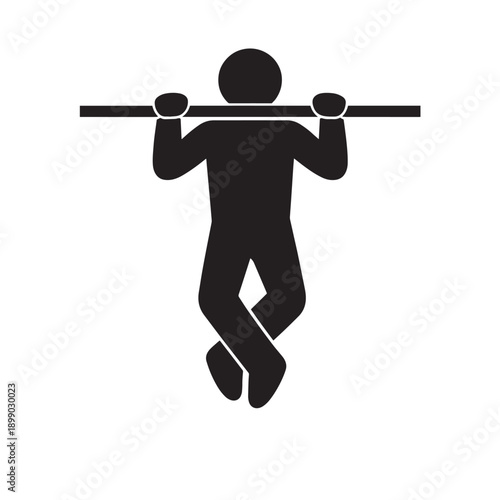 Black silhouette of a person performing a pull up on a horizontal bar woman human